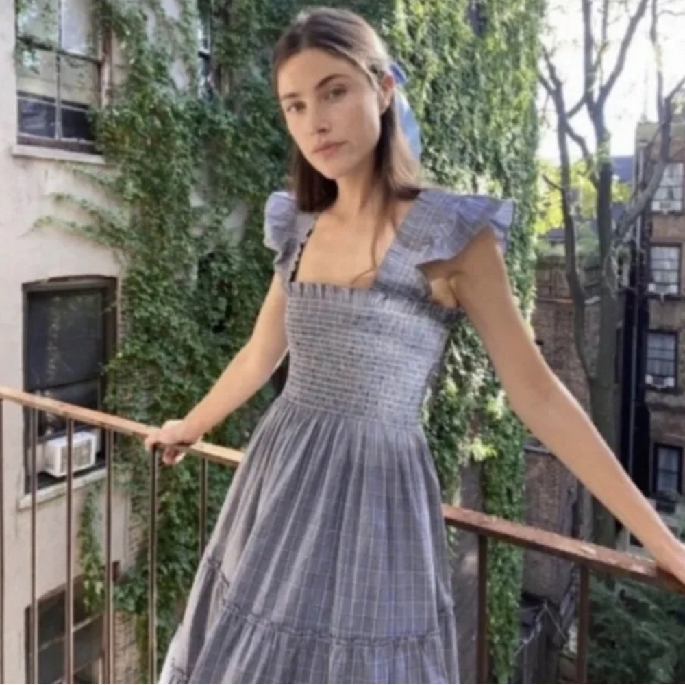 Hill House Blue Plaid Midi Dress